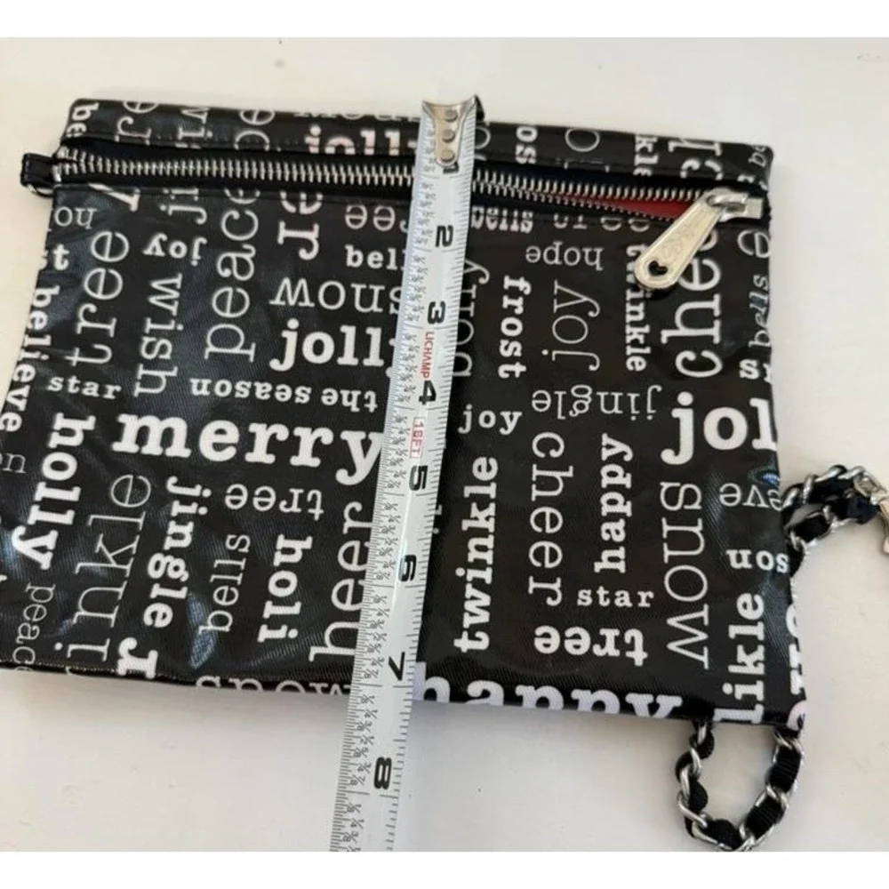 Brighton Holiday Wristlet Pouch Set Red Quilted Heart Black Joy Script Bag‎